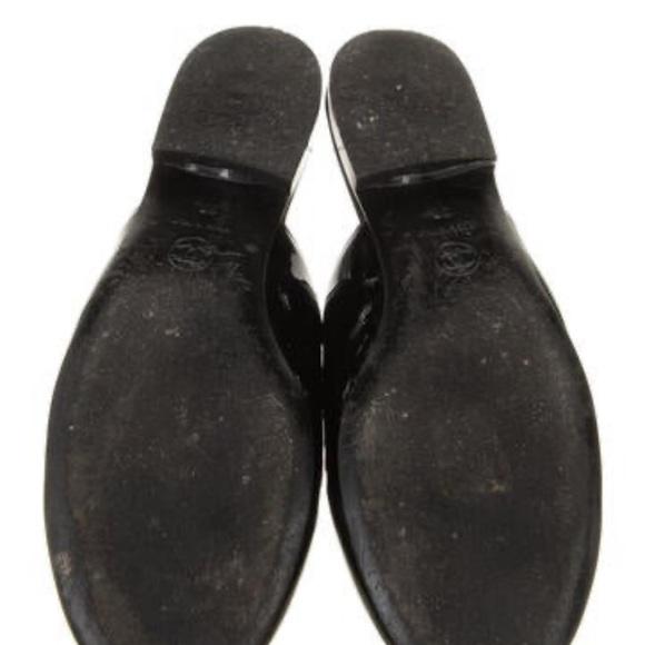 CHANEL Patent Leather Knit Mules - Picture 3 of 6